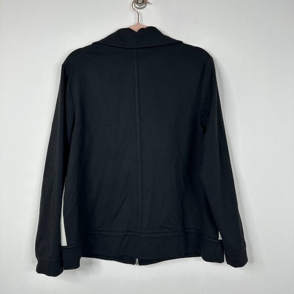Chico's Weekends Sporty Full Zip Track Jacket Colorblock Black White 12 #BAG10 - Picture 3 of 8